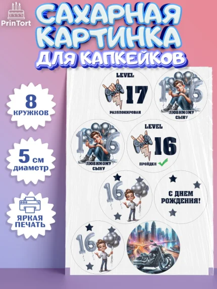 Сахарные капкейки, Сыну подростку, Мальчик, 17 лет, День рождения, арт. PT0219365_1