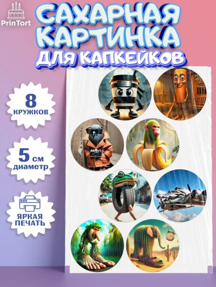 Сахарные капкейки, Итальянские мемы, Ларили Ларила, Бобрито Бандито, Триппи троппи, Тунг тунг сахур, арт. PT0220558_1