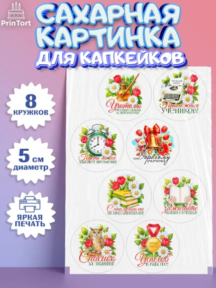 Сахарные капкейки, Подарок учителю, Поздравления учителю. Выпускной в школе. Последний звонок., арт. PT0223129_2