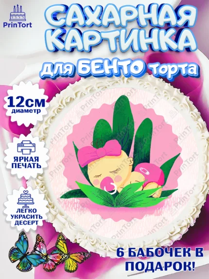 Сахарные круги 12см PT05, Новорожденный, Рождение девочки, Девочка, Рождение ребёнка, арт. PT0500697