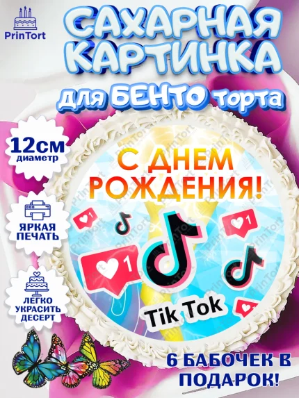 Сахарные круги 12см PT05, ТикТок, Девочка, День рождения, арт. PT0500943