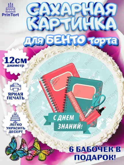 Сахарные круги 12см PT05, 1 сентября, День знаний Школа, Девушка, День знаний 1 сентября, арт. PT0501086