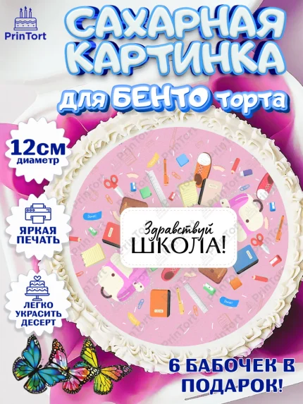 Сахарные круги 12см PT05, 1 сентября, День знаний Школа, Девушка, День знаний 1 сентября, арт. PT0501088