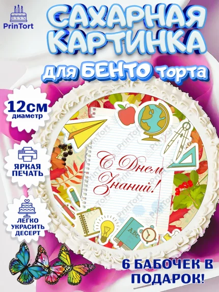 Сахарные круги 12см PT05, 1 сентября, День знаний Школа, Девушка, День знаний 1 сентября, арт. PT0501110