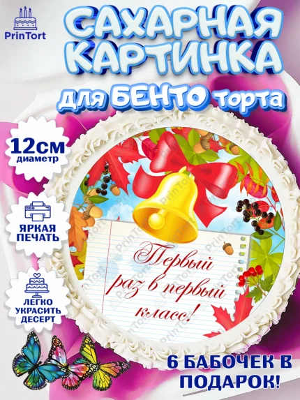 Сахарные круги 12см PT05, 1 сентября, День знаний Школа, Девушка, День знаний 1 сентября, арт. PT0501112