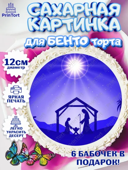 Сахарные круги 12см PT05, Рождество Христово, Новый Год, Девочка, арт. PT0502399