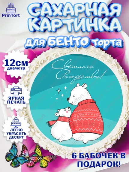 Сахарные круги 12см PT05, Рождество Христово, Новый Год, Девочка, арт. PT0502448