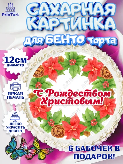 Сахарные круги 12см PT05, Рождество Христово, Новый Год, Девочка, арт. PT0502453