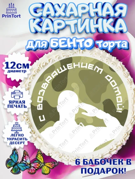 Сахарные круги 12см PT05, Дембель, ДМБ, Мальчик, Демобилизация, арт. PT0502483