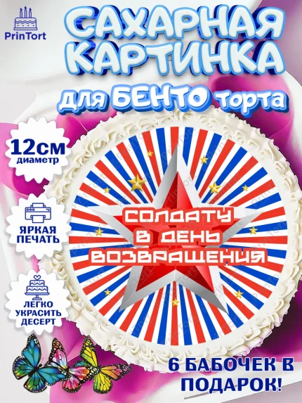Сахарные круги 12см PT05, Дембель, ДМБ, Мальчик, Демобилизация, арт. PT0502485