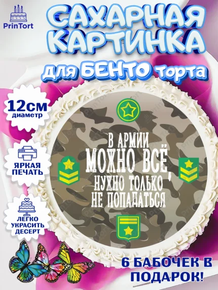 Сахарные круги 12см PT05, Дембель, ДМБ, Мальчик, Демобилизация, арт. PT0502486