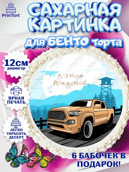 Сахарные круги 12см PT05, Авто, Водитель, Мальчик, День рождения, арт. PT0502515