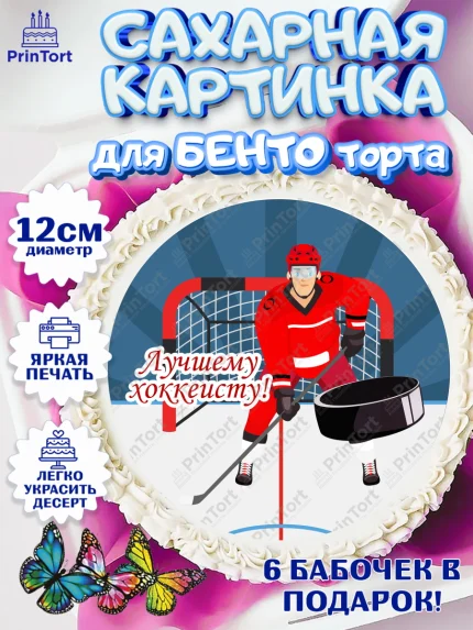 Сахарные круги 12см PT05, Хоккей, Спорт, Мальчик, День рождения, арт. PT0502618