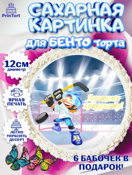 Сахарные круги 12см PT05, Хоккей, Спорт, Мальчик, День рождения, арт. PT0502629