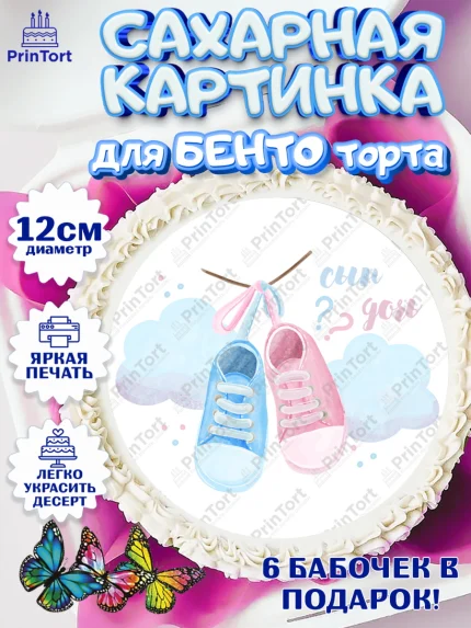 Сахарные круги 12см PT05, Мальчик или девочка, Гендер пати, Девочка, День рождения, арт. PT0503118