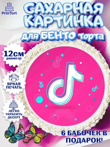 Сахарные круги 12см PT05, ТикТок, TikTok, Девочка, День рождения, арт. PT0503327