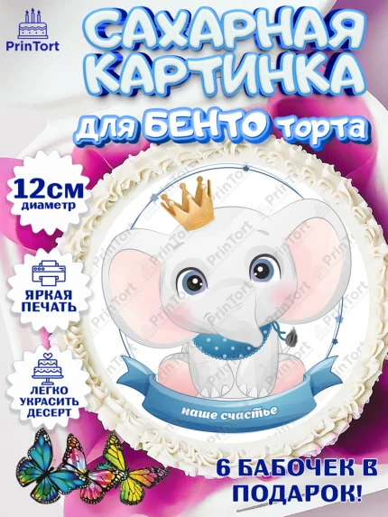 Сахарные круги 12см PT05, Полгода Малышу, Мальчик, 6 месяцев, День рождения, арт. PT0503777