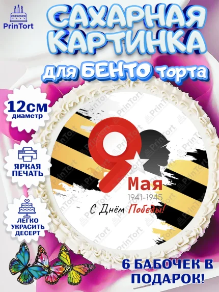 Сахарные круги 12см PT05, 9 мая, Девочка, День Победы, арт. PT0503908