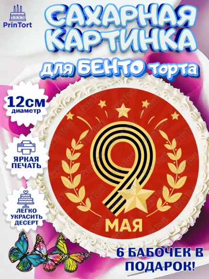 Сахарные круги 12см PT05, 9 мая, Девочка, День Победы, арт. PT0503913