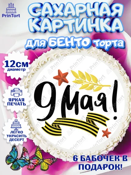Сахарные круги 12см PT05, 9 мая, Девочка, День Победы, арт. PT0503918