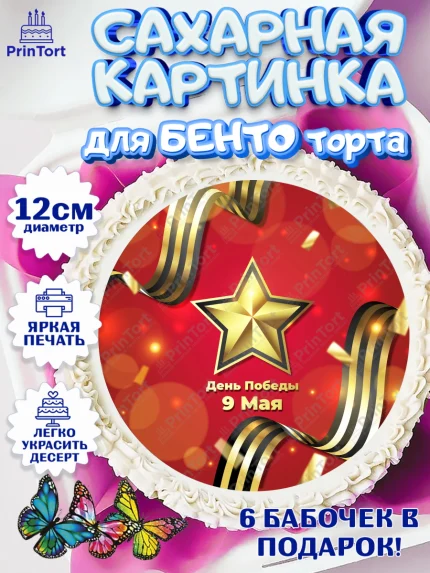 Сахарные круги 12см PT05, 9 мая, Девочка, День Победы, арт. PT0503928