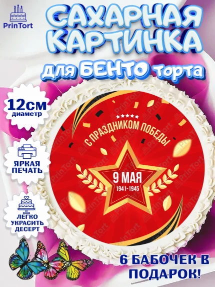 Сахарные круги 12см PT05, 9 мая, Девочка, День Победы, арт. PT0503937