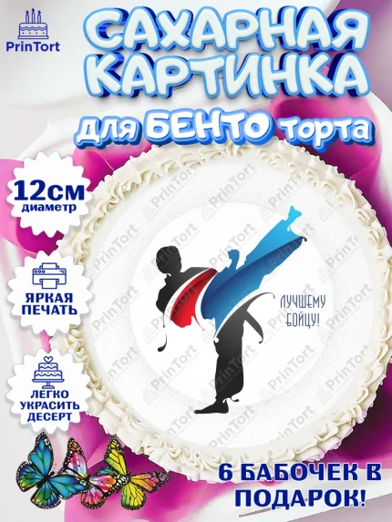 Сахарные круги 12см PT05, Карате, Спорт, Мальчик, День рождения, арт. PT0504111
