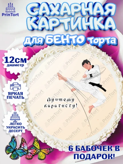 Сахарные круги 12см PT05, Карате, Спорт, Мальчик, День рождения, арт. PT0504117