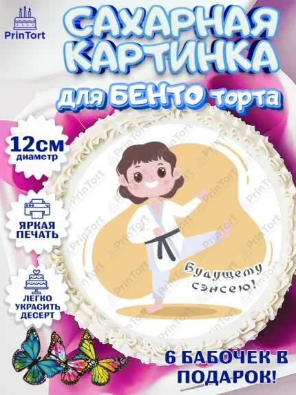 Сахарные круги 12см PT05, Карате, Спорт, Мальчик, День рождения, арт. PT0504119