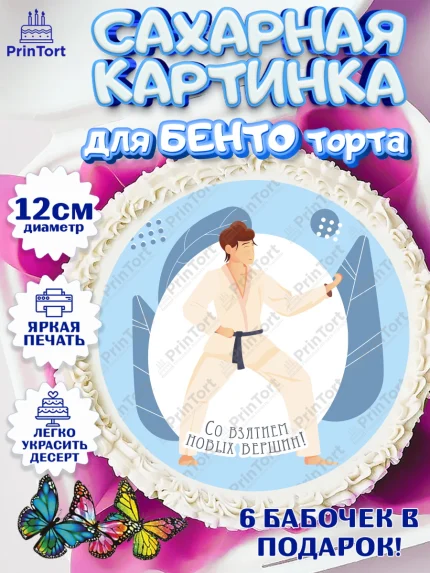 Сахарные круги 12см PT05, Карате, Спорт, Мальчик, День рождения, арт. PT0504121