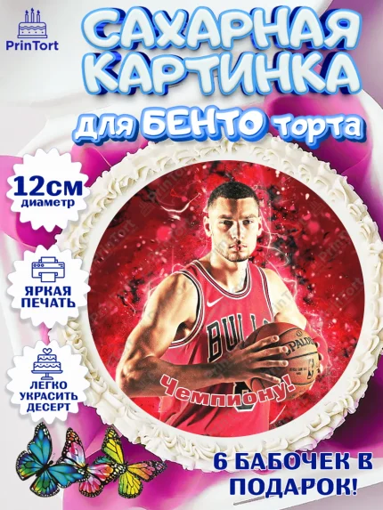 Сахарные круги 12см PT05, Баскетбол, Спорт, Мальчик, День рождения, арт. PT0504553
