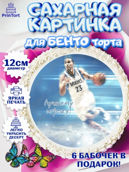 Сахарные круги 12см PT05, Баскетбол, Спорт, Мальчик, День рождения, арт. PT0504554