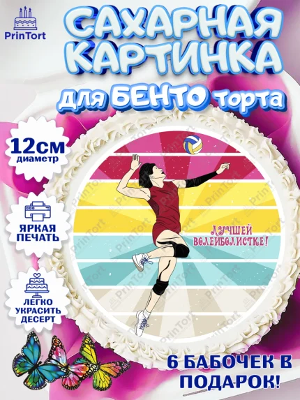 Сахарные круги 12см PT05, Волейбол, Волейболист, Мальчик, День рождения, арт. PT0504749