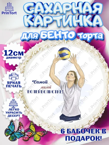 Сахарные круги 12см PT05, Волейбол, Волейболист, Мальчик, День рождения, арт. PT0504754