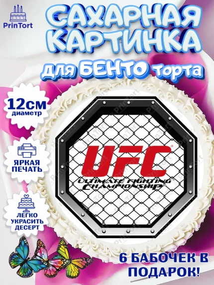 Сахарные круги 12см PT05, Бои без правил UFC, ЮФС, Мальчик, День рождения, арт. PT0505020
