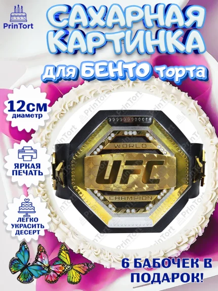 Сахарные круги 12см PT05, Бои без правил UFC, ЮФС, Мальчик, День рождения, арт. PT0505021