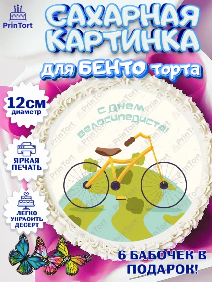 Сахарные круги 12см PT05, Велоспорт, Велосипед, Мальчик, День рождения, арт. PT0505042