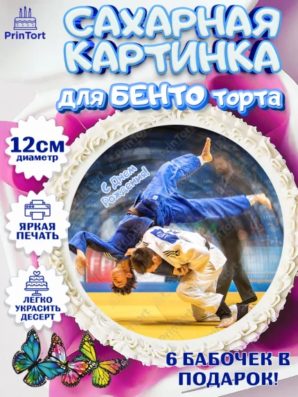 Сахарные круги 12см PT05, Дзюдо, Мальчик, День рождения, арт. PT0505386