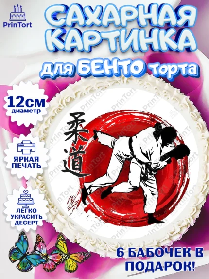 Сахарные круги 12см PT05, Дзюдо, Мальчик, День рождения, арт. PT0505391