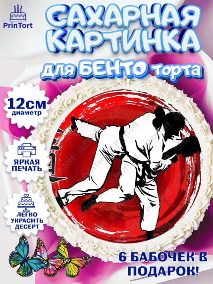 Сахарные круги 12см PT05, Дзюдо, Мальчик, День рождения, арт. PT0505397