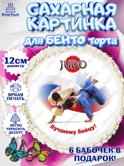 Сахарные круги 12см PT05, Дзюдо, Мальчик, День рождения, арт. PT0505398