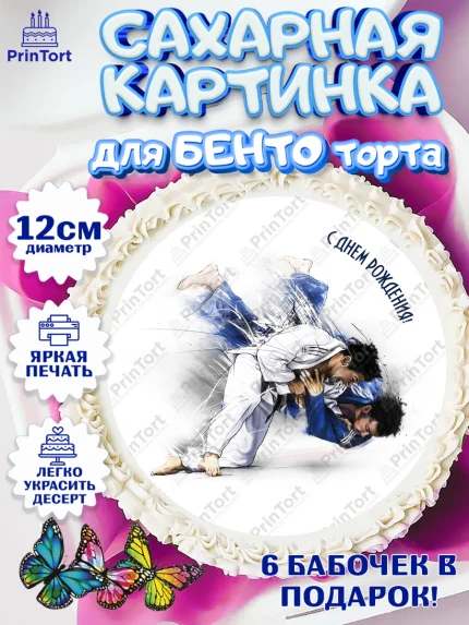 Сахарные круги 12см PT05, Дзюдо, Мальчик, День рождения, арт. PT0505401