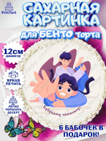 Сахарные круги 12см PT05, Дзюдо, Мальчик, День рождения, арт. PT0505402