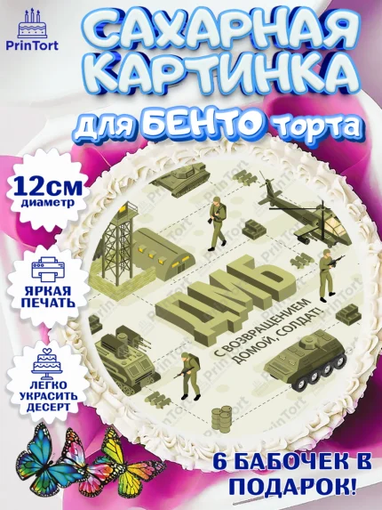 Сахарные круги 12см PT05, Дембель, ДМБ, Мальчик, Демобилизация, арт. PT0505669