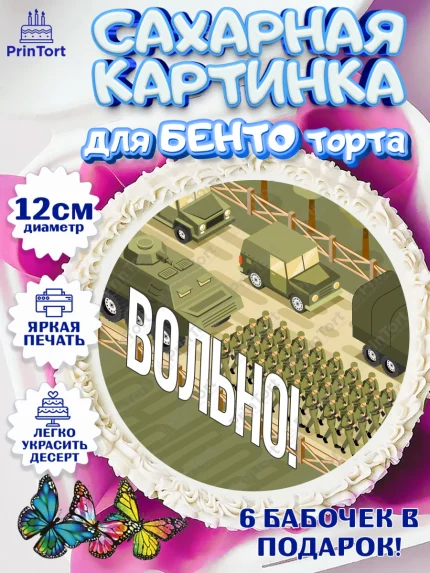 Сахарные круги 12см PT05, Дембель, ДМБ, Мальчик, Демобилизация, арт. PT0505670