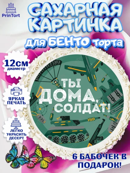 Сахарные круги 12см PT05, Дембель, ДМБ, Мальчик, Демобилизация, арт. PT0505671