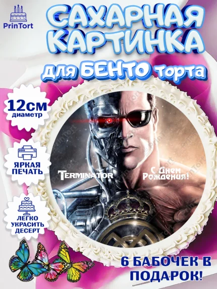 Сахарные круги 12см PT05, Терминатор, Девочка, День рождения, арт. PT0505746
