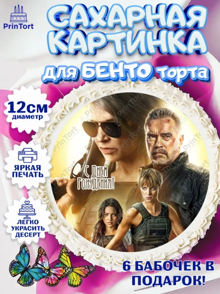 Сахарные круги 12см PT05, Терминатор, Девочка, День рождения, арт. PT0505751