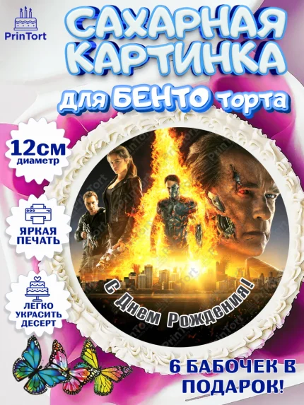 Сахарные круги 12см PT05, Терминатор, Девочка, День рождения, арт. PT0505755