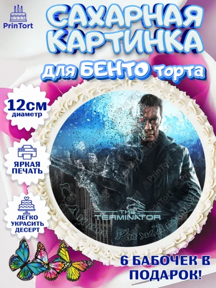 Сахарные круги 12см PT05, Терминатор, Девочка, День рождения, арт. PT0505759